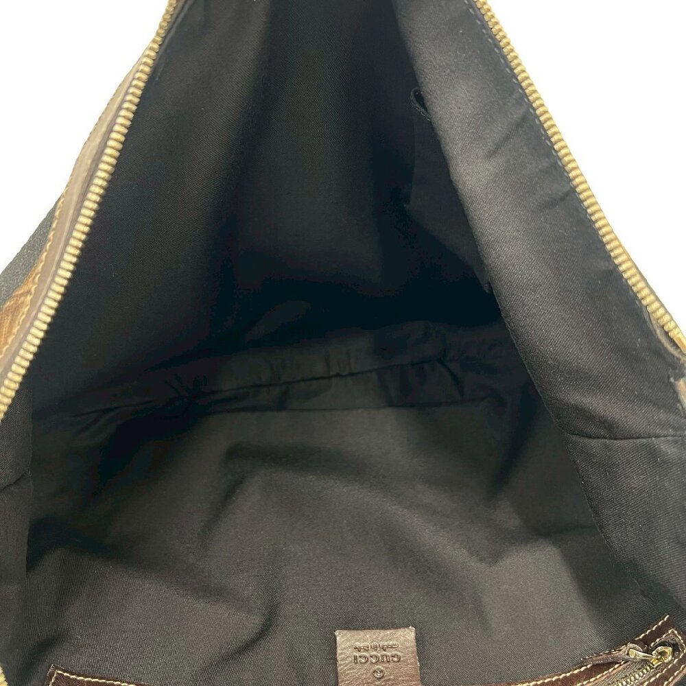 GUCCI Horsebit canvas leather shoulder bag handbag tote black - Picture 10 of 10